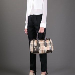 BURBERRY HAYMARKET GLADSTONE SATCHEL TOTE BAG